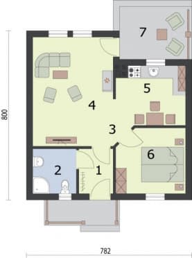 Rzut projektu MINESOTA dom letniskowy - Rzut przyziemia