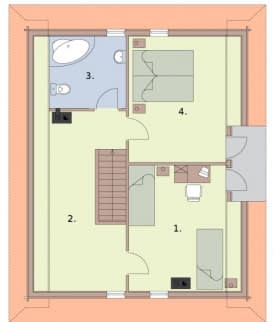 Rzut projektu ONTARIO z płazów drewnianych - Rzut poddasza