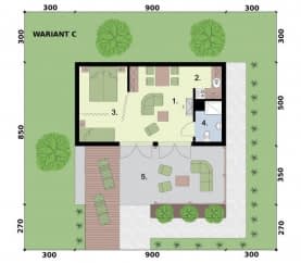 Rzut projektu MANAGUA dom letniskowy - Rzut przyziemia - WERSJA C