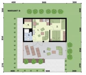 Rzut projektu BELO HORIZONTE dom letniskowy - Rzut parteru - WARIANT D