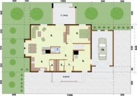 Rzut projektu ATLANTA szkielet drewniany - Rzut przyziemia