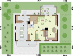 Rzut projektu LAMIA szkielet drewniany - Rzut przyziemia