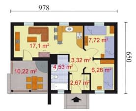 Rzut projektu AROSA szkielet drewniany, dom letniskowy - Rzut przyziemia