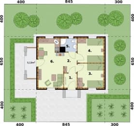 Rzut projektu BAYAMO szkielet drewniany, dom letniskowy - Rzut przyziemia