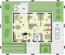 Rzut projektu NICEA 2 szkielet drewniany - Rzut przyziemia