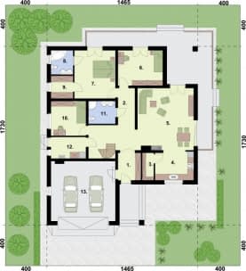 Rzut projektu ALEXANDRIA szkielet drewniany - Rzut przyziemia