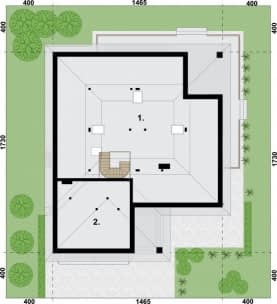 Rzut projektu ALEXANDRIA szkielet drewniany - Rzut strychu