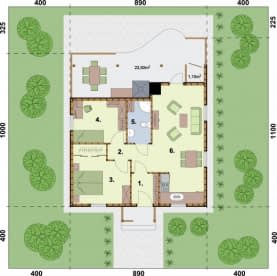 Rzut projektu BARBADOS dom letniskowy szkielet drewniany - Rzut przyziemia