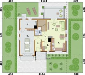 Rzut projektu LAMIA 4 szkielet drewniany - Rzut przyziemia
