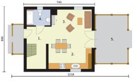 Rzut projektu ORLEAN 3 dom letniskowy z poddaszem szkielet drewniany - Rzut przyziemia
