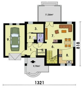 Rzut projektu SEVILLA szkielet drewniany - Rzut 