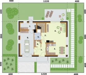 Rzut projektu RIO 2 szkielet drewniany - Rzut przyziemia