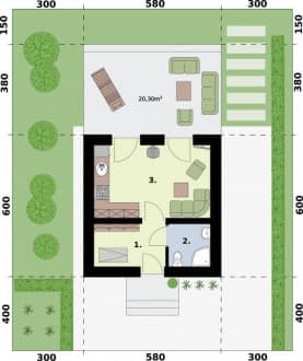 Rzut projektu LIDO A OC letniskowy, ocieplony na zgłoszenie do 35m2 - Rzut przyziemia