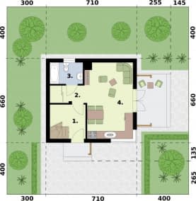 Rzut projektu ORLEAN 7 dom letniskowy - Rzut przyziemia