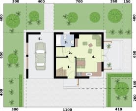 Rzut projektu ORLEAN 7B dom letniskowy - Rzut przyziemia