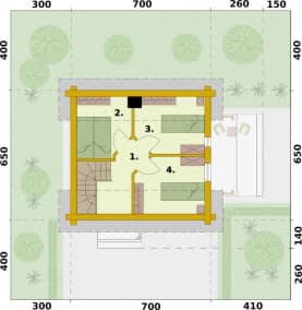Rzut projektu ORLEAN 7 projekt domu letniskowego z bali drewnianych - Rzut poddasza