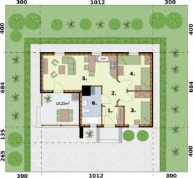 Rzut projektu AROSA C szkielet drewniany, dom mieszkalny, całoroczny - Rzut przyziemia