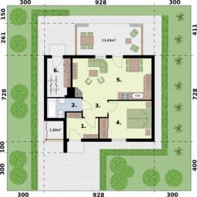 Rzut projektu BAMAKO C dom mieszkalny, całoroczny - Rzut przyziemia