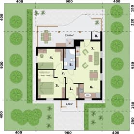 Rzut projektu BARBADOS C dom mieszkalny, całoroczny - Rzut przyziemia