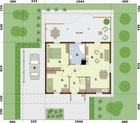 Rzut projektu BARBADOS 2 C dom mieszkalny, całoroczny szkielet drewniany - Rzut przyziemia