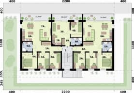 Rzut projektu SAN PEDRO 2 - budynek wielorodzinny z balkonami - Rzut piętra