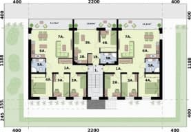 Rzut projektu SAN PEDRO 2 - budynek wielorodzinny z balkonami - Rzut drugiego piętra