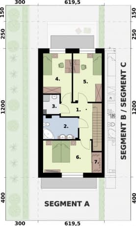 Rzut projektu ALTEA - dom szeregowy, segment A - SEGMENT A - rzut piętra