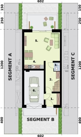 Rzut projektu ALTEA - dom szeregowy, segment B - SEGMENT B - rzut przyziemia