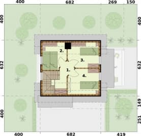 Rzut projektu ORLEAN 7 dom letniskowy szkielet drewniany - Rzut poddasza