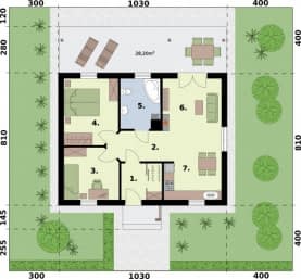 Rzut projektu BARBADOS 3 dom letniskowy - Rzut przyziemia
