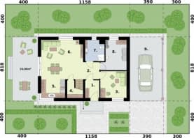 Rzut projektu TRYPOLIS 8 - Wariant B - rzut przyziemia