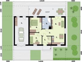 Rzut projektu BARBADOS 3A dom letniskowy z garażem - Rzut przyziemia