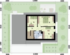Rzut projektu SEVILLA 3A szkielet drewniany z pojedynczym garażem - Rzut poddasza