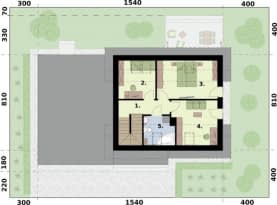 Rzut projektu SEVILLA 3B szkielet drewniany z podwójnym garażem - Rzut poddasza