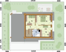 Rzut projektu SEVILLA 3A bale drewniane z pojedynczym garażem - Rzut poddasza