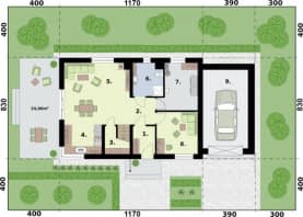 Rzut projektu TRYPOLIS 9 - Rzut przyziemia