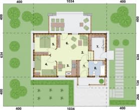 Rzut projektu LA PALMA C szkielet drewniany, dom mieszkalny, całoroczny z pompą ciepła i fotowoltaiką - Rzut przyziemia
