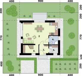 Rzut projektu LA PAMPA 2 - na zgłoszenie do 70m2 - Rzut przyziemia
