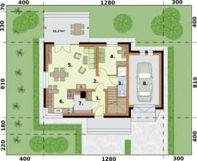 Rzut projektu SANTORINI szkielet drewniany - Rzut przyziemia