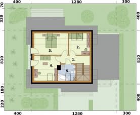 Rzut projektu SANTORINI szkielet drewniany - Rzut poddasza