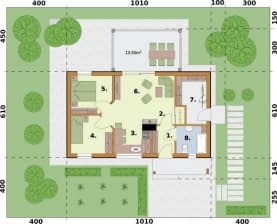 Rzut projektu MIAMI szkielet drewniany dom letniskowy - Rzut przyziemia