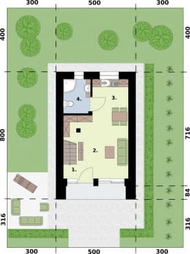 Rzut projektu MOCA 2 C dom całoroczny, mieszkalny - Rzut przyziemia