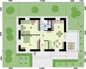 Rzut projektu LENS 3 dom mieszkalny - Rzut przyziemia