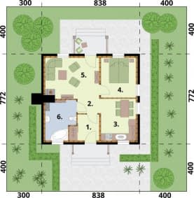 Rzut projektu LA LORA C szkielet drewniany dom mieszkalny, całoroczny - Rzut przyziemia