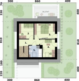 Rzut projektu SEVILLA 4 - na zgłoszenie do 70m2 pompa ciepła, wentylacja mechaniczna z rekuperacją - Rzut poddasza