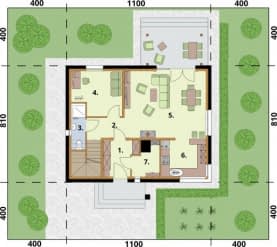 Rzut projektu SAMOS szkielet drewniany - Rzut przyziemia