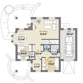 Rzut projektu Ariadna I - Parter