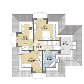 Rzut projektu Ariadna I - Poddasze