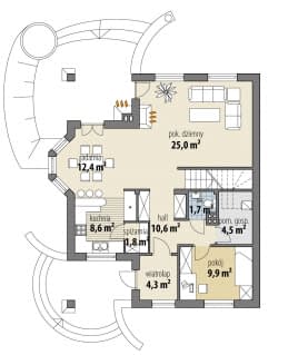 Rzut projektu Ariadna III - Parter