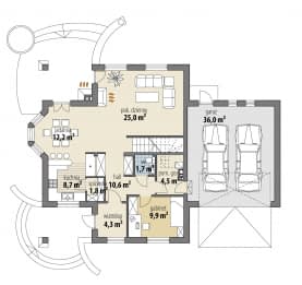 Rzut projektu Aridela II - Parter